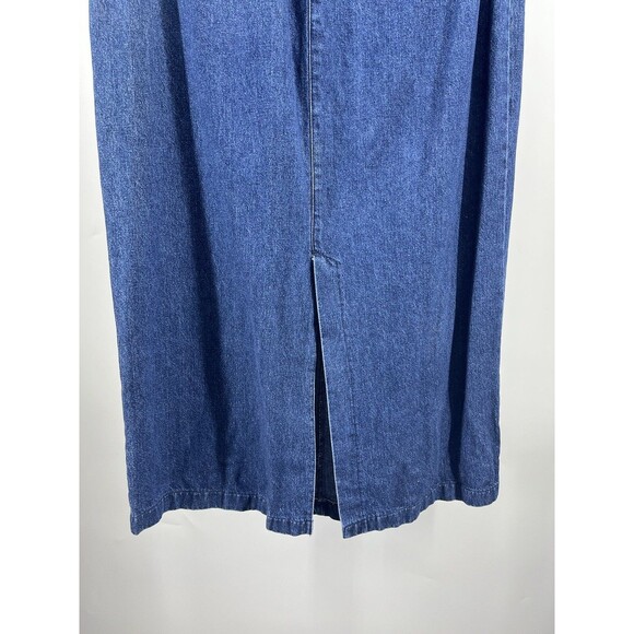 Vintage Lee Denim Jean Midi Skirt Size 18 Pockets Cotton Y2k 90s Modest Blue - Picture 8 of 12